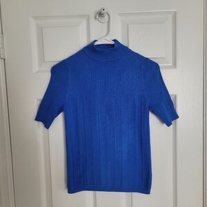 NWOT Marled Royal Blue Knitted Women's Blouse Top Shirt SIZE XS